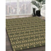 Machine Washable Transitional Army Green Rug in a Family Room, wshpat3480brn