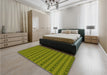 Patterned Green Rug in a Bedroom, pat3480yw