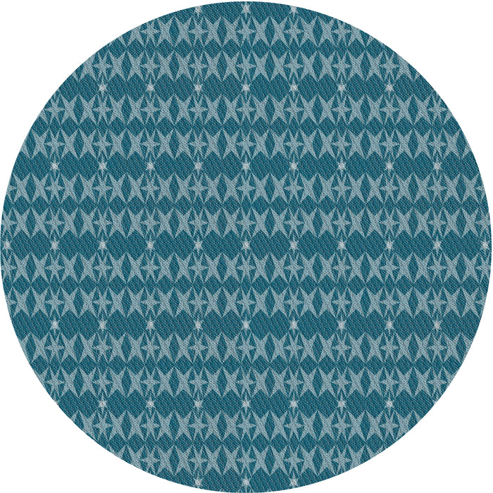 Sideview of Patterned Teal Green Novelty Rug, pat3480