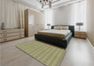 Patterned Avocado Green Rug in a Bedroom, pat3481brn