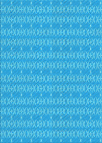 Machine Washable Transitional Bright Cyan Blue Rug, wshpat3481lblu