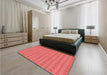 Patterned Red Rug in a Bedroom, pat3481rd