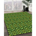 Patterned Dark Forest Green Rug in Family Room, pat3483grn