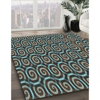 Patterned Milk Chocolate Brown Rug, pat3483lblu