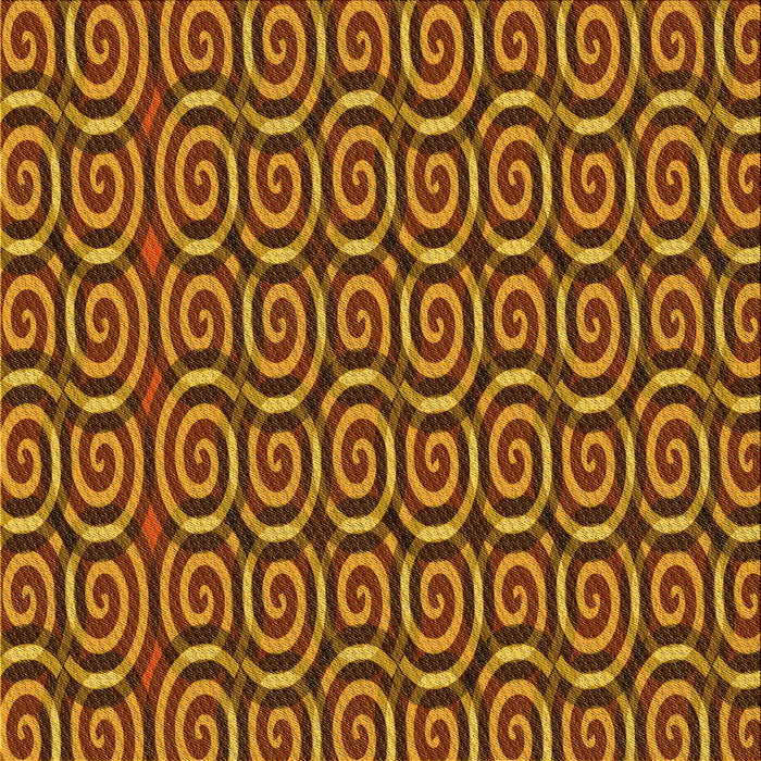 Round Patterned Saffron Red Rug, pat3483yw