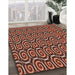 Patterned Sunrise Orange Modern Rug in Family Room, pat3483