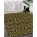 Machine Washable Transitional Dark Yellow Green Rug in a Family Room, wshpat3484brn