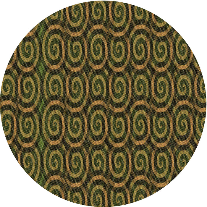 Square Patterned Dark Yellow Green Rug, pat3484brn