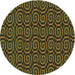 Square Patterned Dark Yellow Green Rug, pat3484brn