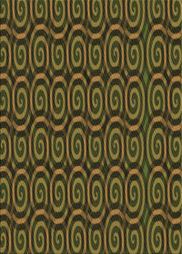 Machine Washable Transitional Dark Yellow Green Rug, wshpat3484brn