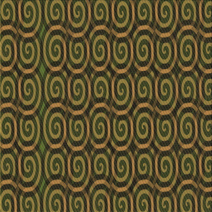 Round Patterned Dark Yellow Green Rug, pat3484brn