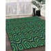 Machine Washable Transitional Deep Teal Green Rug in a Family Room, wshpat3484lblu