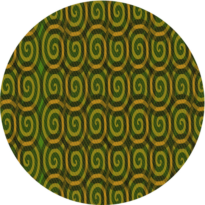 Square Machine Washable Transitional Dark Yellow Green Rug in a Living Room, wshpat3484yw