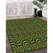 Machine Washable Transitional Dark Forest Green Rug in a Family Room, wshpat3484