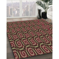 Patterned Dark Gold Brown Rug, pat3485brn