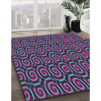 Patterned Light Purple Blue Novelty Rug, pat3485