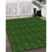 Machine Washable Transitional Dark Forest Green Rug in a Family Room, wshpat3486grn