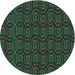 Square Patterned Dark Forest Green Rug, pat3486lblu