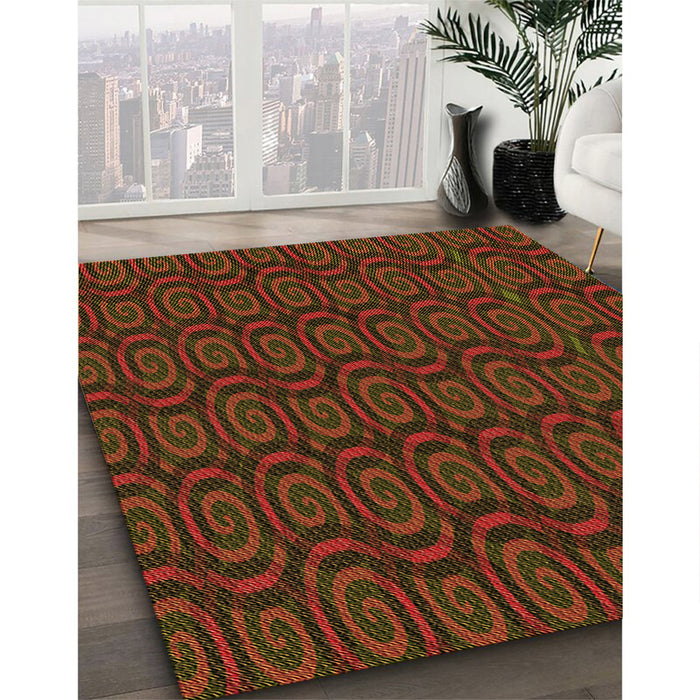 Patterned Dark Bronze Brown Rug in Family Room, pat3486org