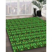 Patterned Deep Emerald Green Rug, pat3487grn