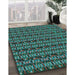 Machine Washable Transitional Dark Forest Green Rug in a Family Room, wshpat3487lblu