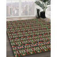 Patterned Khaki Green Novelty Rug, pat3487