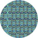 Square Patterned Azure Blue Rug, pat3488lblu