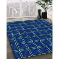 Patterned Denim Dark Blue Rug, pat349lblu