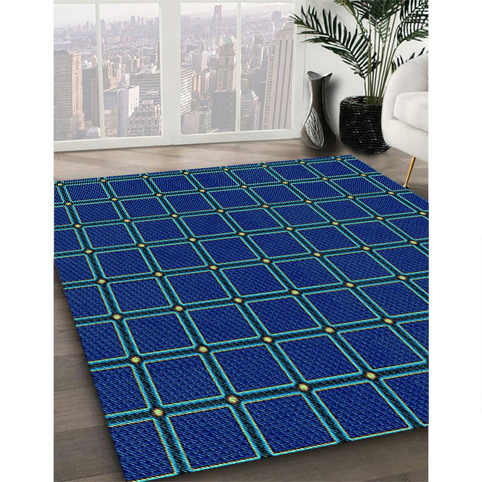 Patterned Denim Dark Blue Rug in Family Room, pat349lblu