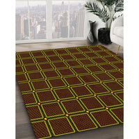 Patterned Dark Bronze Brown Rug, pat349yw