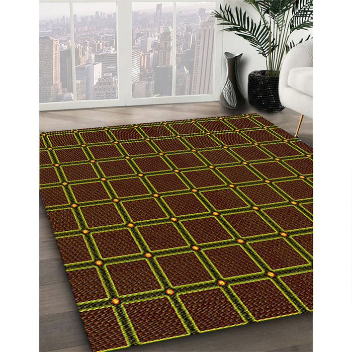 Machine Washable Transitional Dark Bronze Brown Rug in a Family Room, wshpat349yw