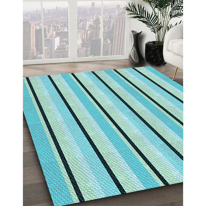 Patterned Light Sea Green Rug in Family Room, pat3493lblu