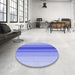 Round Patterned Jeans Blue Rug in a Office, pat3494blu