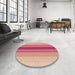 Round Patterned Red Rug in a Office, pat3494brn