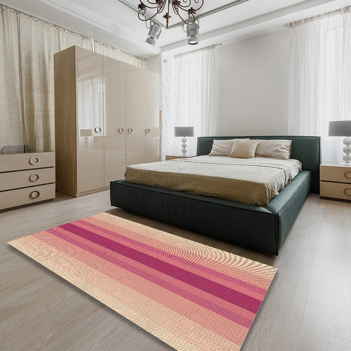 Patterned Red Rug in a Bedroom, pat3494brn