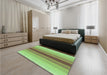 Patterned Olive Green Rug in a Bedroom, pat3494grn