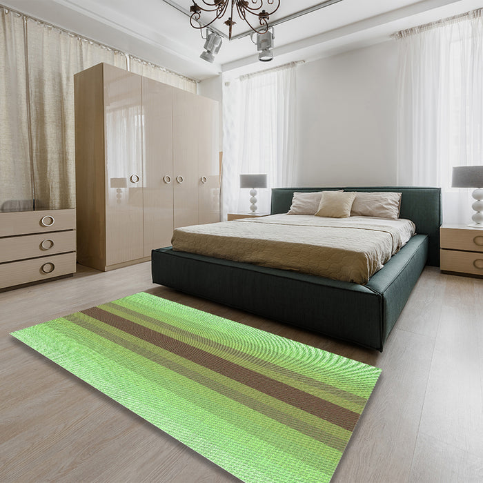 Patterned Olive Green Rug in a Bedroom, pat3494grn