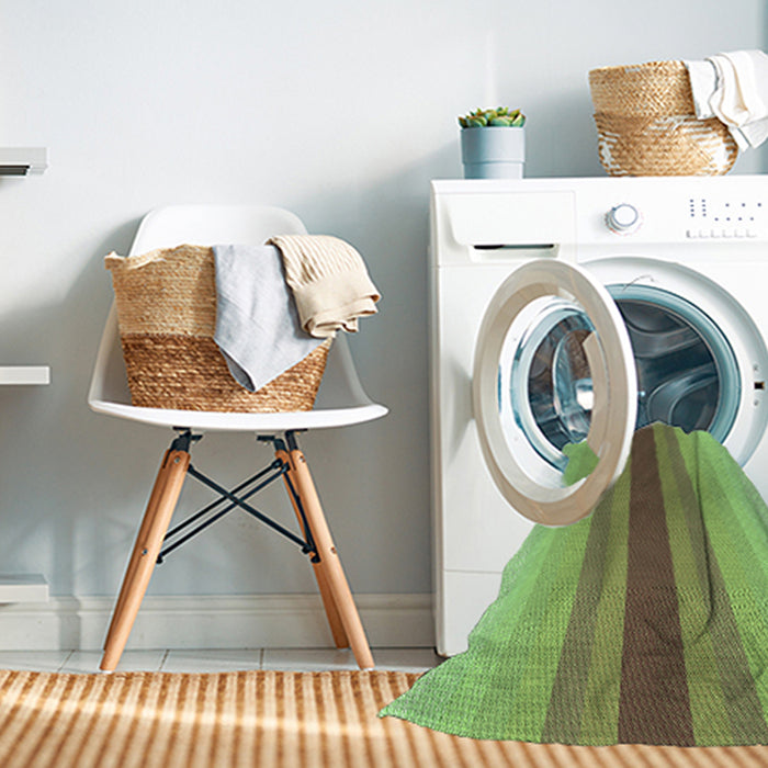 Machine Washable Transitional Olive Green Rug in a Washing Machine, wshpat3494grn