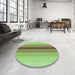 Round Patterned Olive Green Rug in a Office, pat3494grn