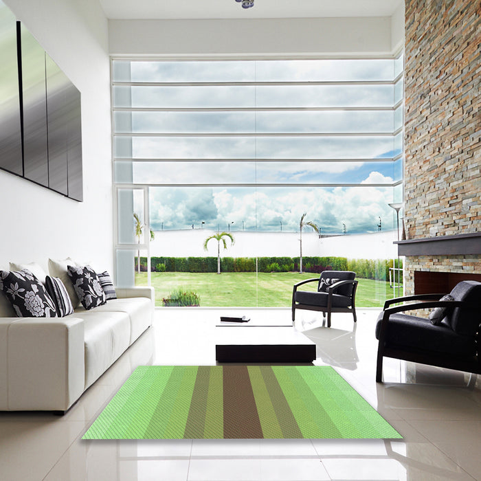 Square Patterned Olive Green Rug in a Living Room, pat3494grn