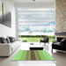 Square Patterned Olive Green Rug in a Living Room, pat3494grn