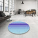 Round Patterned Sky Blue Rug in a Office, pat3494lblu