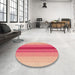 Round Patterned Crimson Red Rug in a Office, pat3494org