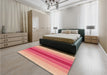 Patterned Crimson Red Rug in a Bedroom, pat3494org