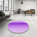 Round Patterned Violet Purple Rug in a Office, pat3494pur