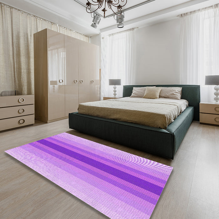 Round Machine Washable Transitional Violet Purple Rug in a Office, wshpat3494pur