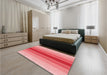 Patterned Light Coral Pink Rug in a Bedroom, pat3494rd