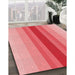 Machine Washable Transitional Light Coral Pink Rug in a Family Room, wshpat3494rd