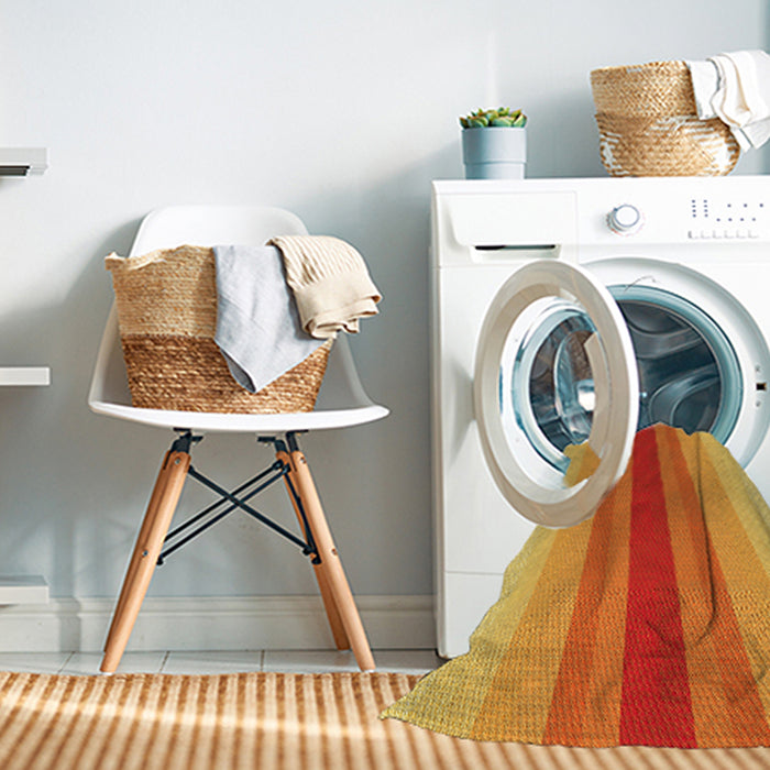 Machine Washable Transitional Orange Red Orange Rug in a Washing Machine, wshpat3494yw