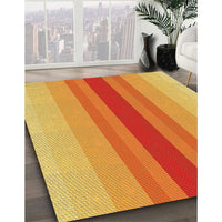 Patterned Orange Red Orange Rug, pat3494yw